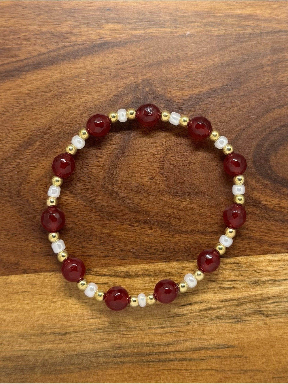 ✨ Handmade Chalcedony Ruby Stretch Bracelet ✨